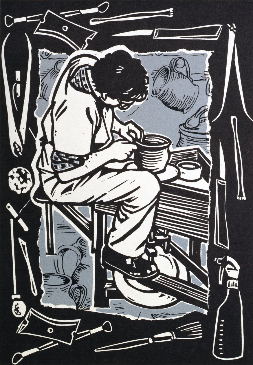 波特，1998年（纸上linocut） 作者 凯伦·凯特（Karen Cater）