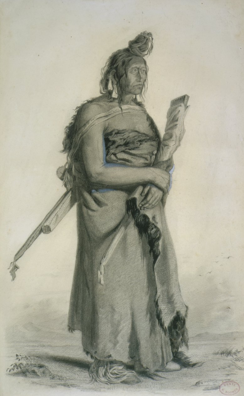 Mexhemauastan，Gros Ventres，c.1833-43（铅笔，钢笔和厕所在纸上） 作者 卡尔·博德默