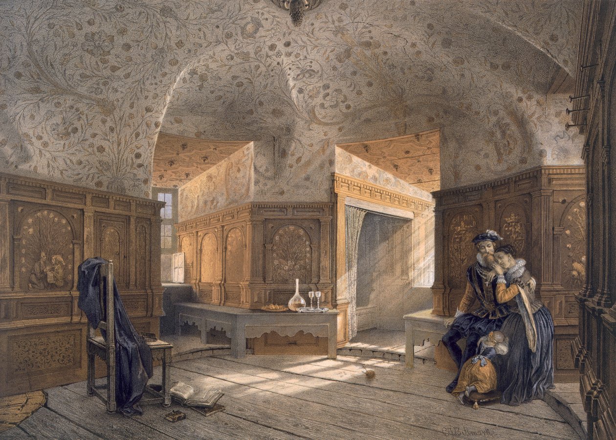 Gripav I的儿子Erik XIV国王监狱，位于Gripsholm，来自“自然瑞典室内设计与外景之后的绘画”，出版于1985年至64年 作者 卡尔·约翰·比尔马克