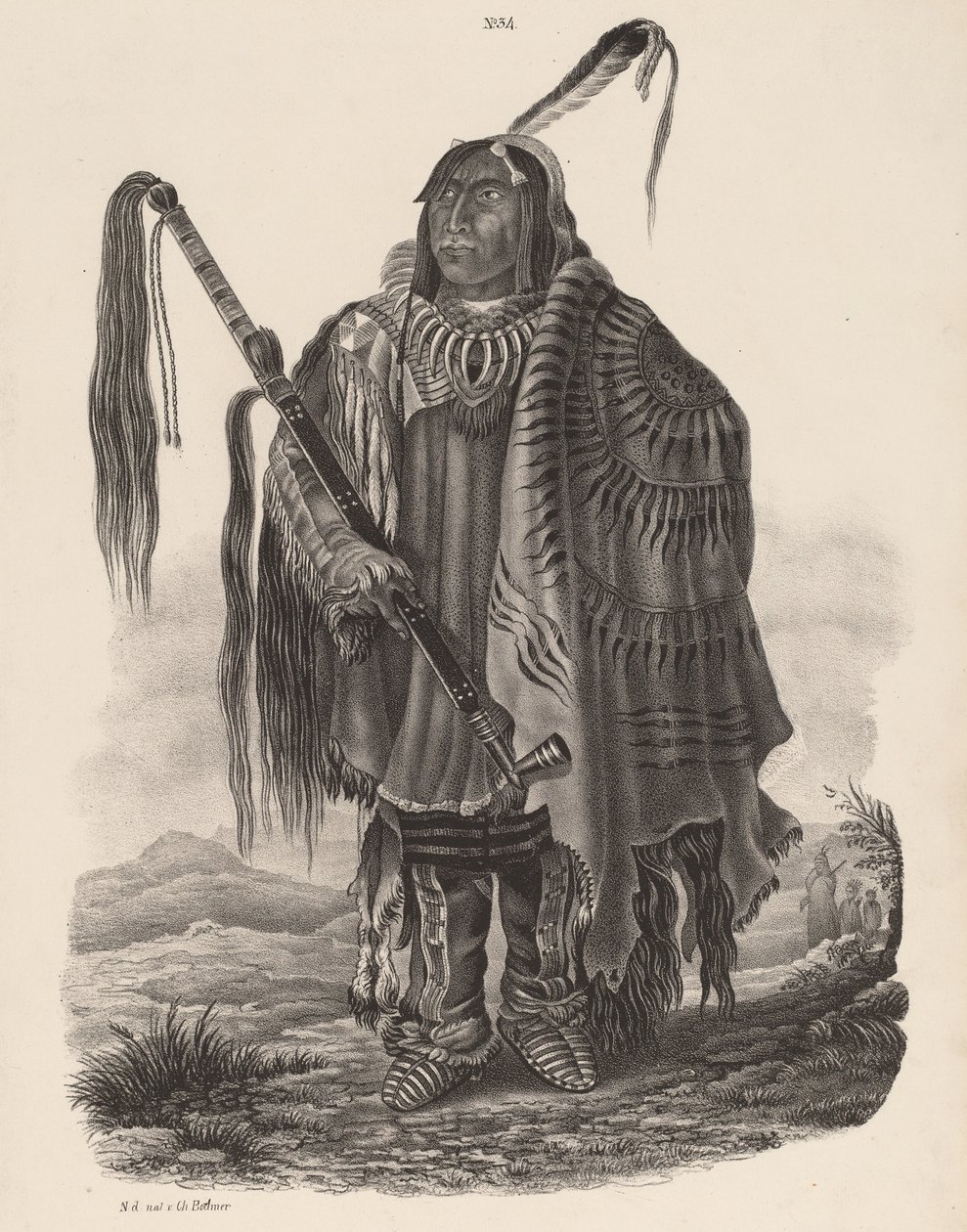 Ein Monitari Indianer, 1839. 作者 卡尔·博德默