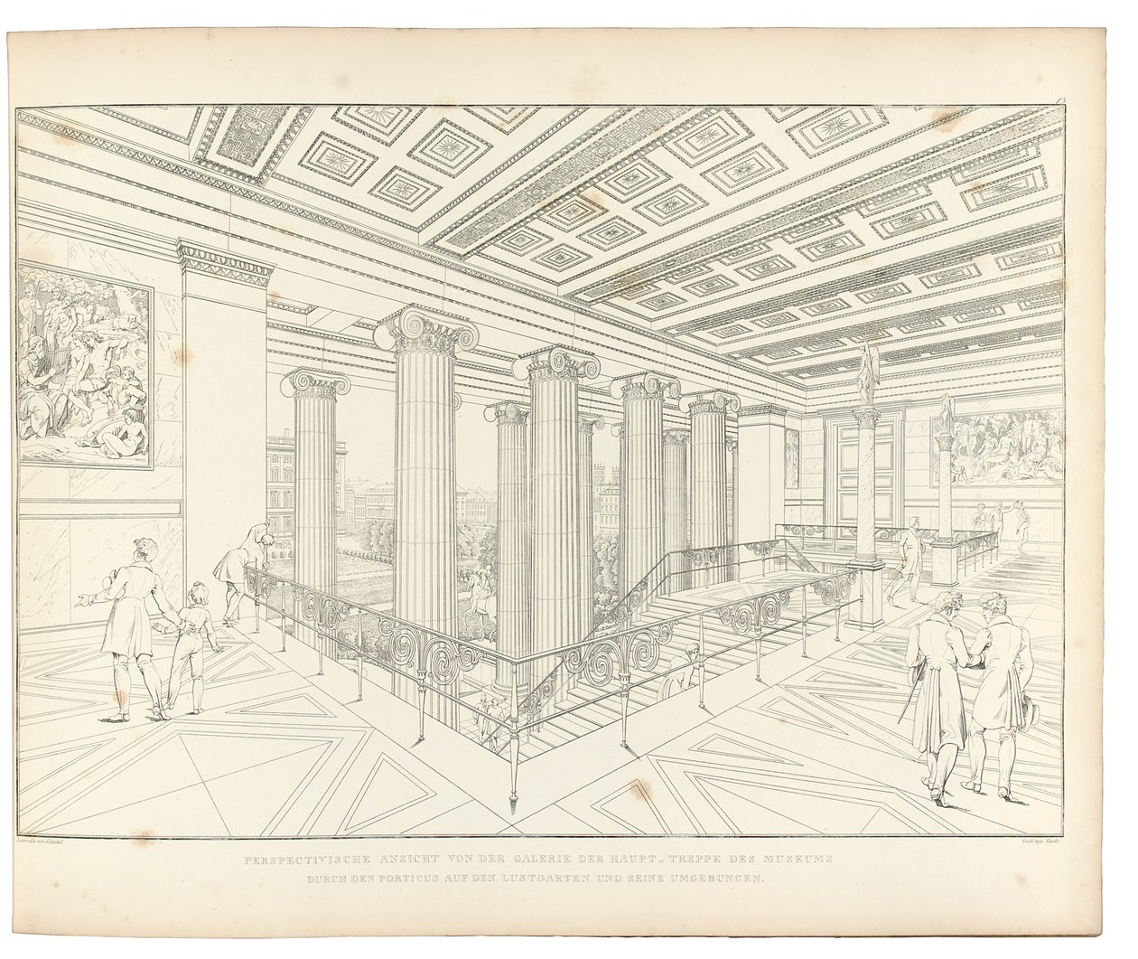 柏林阿尔特斯博物馆：楼梯景观，1852年 作者 卡尔·弗里德里希·辛克尔