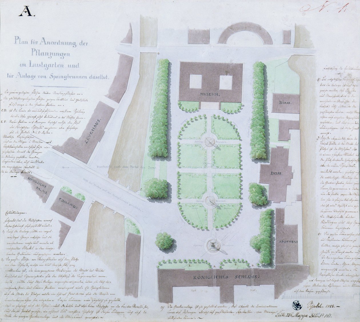 重新设计1828年的Lustgarten（纸和笔和墨水） 作者 卡尔·弗里德里希·辛克尔