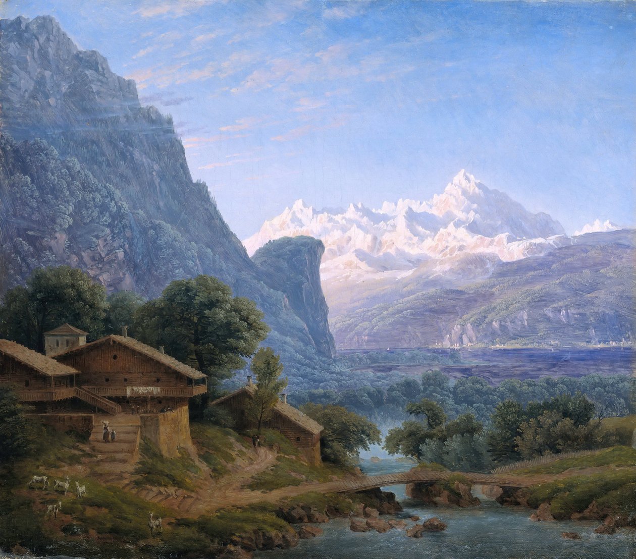 勃朗峰视图 - Karl Friedrich Schinkel (1781-1841)。 布面油画 作者 卡尔·弗里德里希·辛克尔