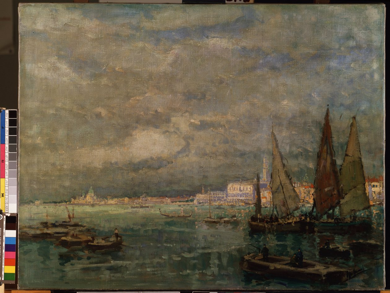 "Vue de voiliers dans la lagune de Venise"（威尼斯帆船景观）。尺寸 51x71 厘米 Mikalojus Konstantinas Ciurlionis 美术馆，考纳斯，利图亚尼 作者 卡尔·哈格迈斯特