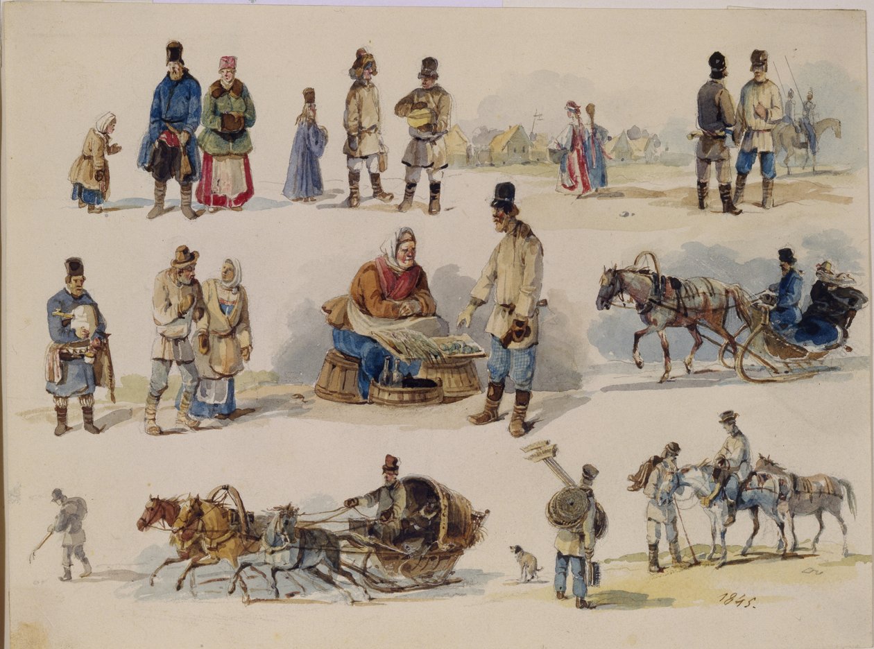 俄罗斯的民间类型，1845年 作者 卡尔·伊万诺维奇·科尔曼
