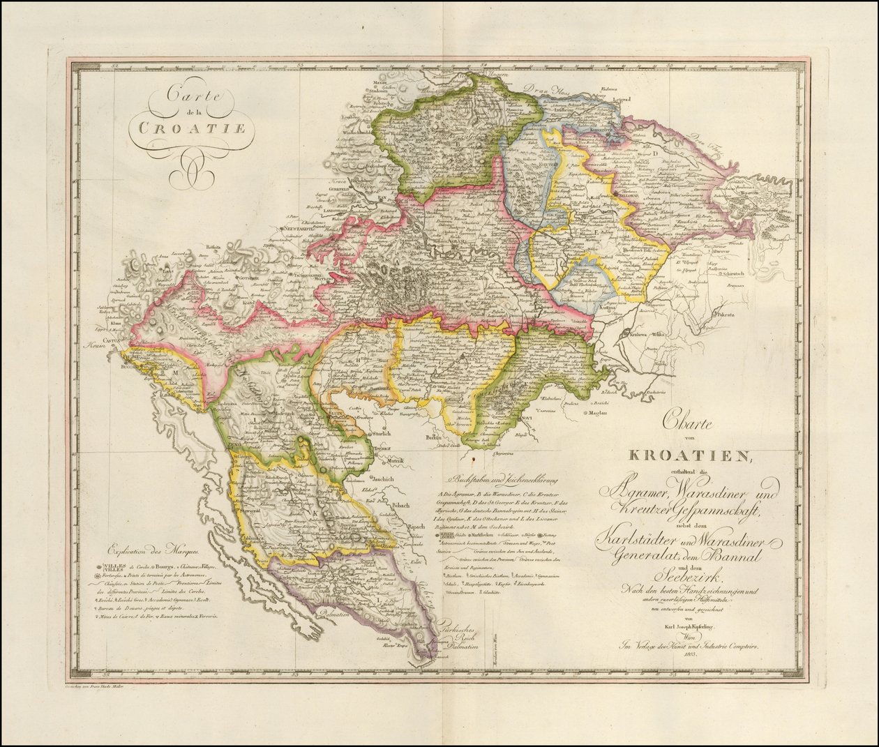卡尔-约瑟夫-基普费林绘制的 1803 年克罗蒂亚地图 作者 卡尔·约瑟夫·基普弗林