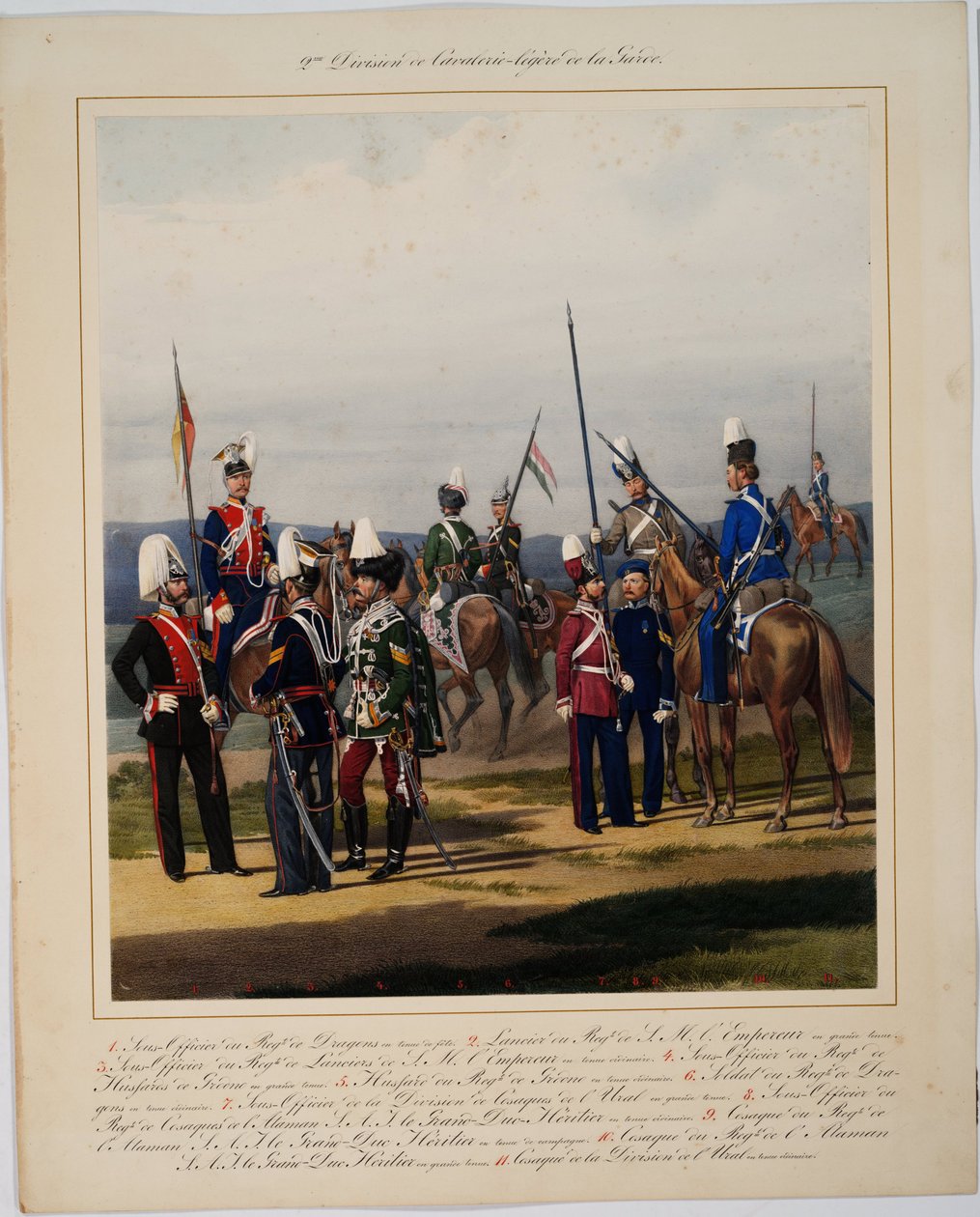 La 2eme division de la cavalerie legere - The 2nd Guard Cavalry Division - Piratsky, Karl Karlovich (1813-1889) - 1867 - Colour lithograph - 56x45 - Private Collection 作者 卡尔·卡洛维奇·皮拉茨基
