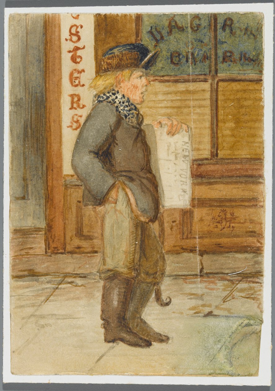 报纸男孩，1864年（wc黑人媒体透支） 作者 卡尔·吕勒·穆勒