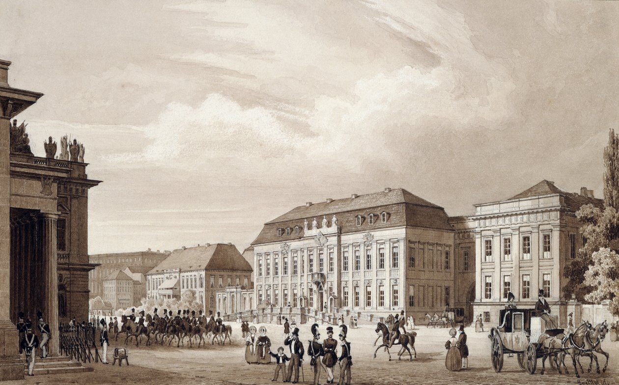 菩提树下大街，柏林，c.1840（水彩画） 作者 Karl Loeillot de Mars