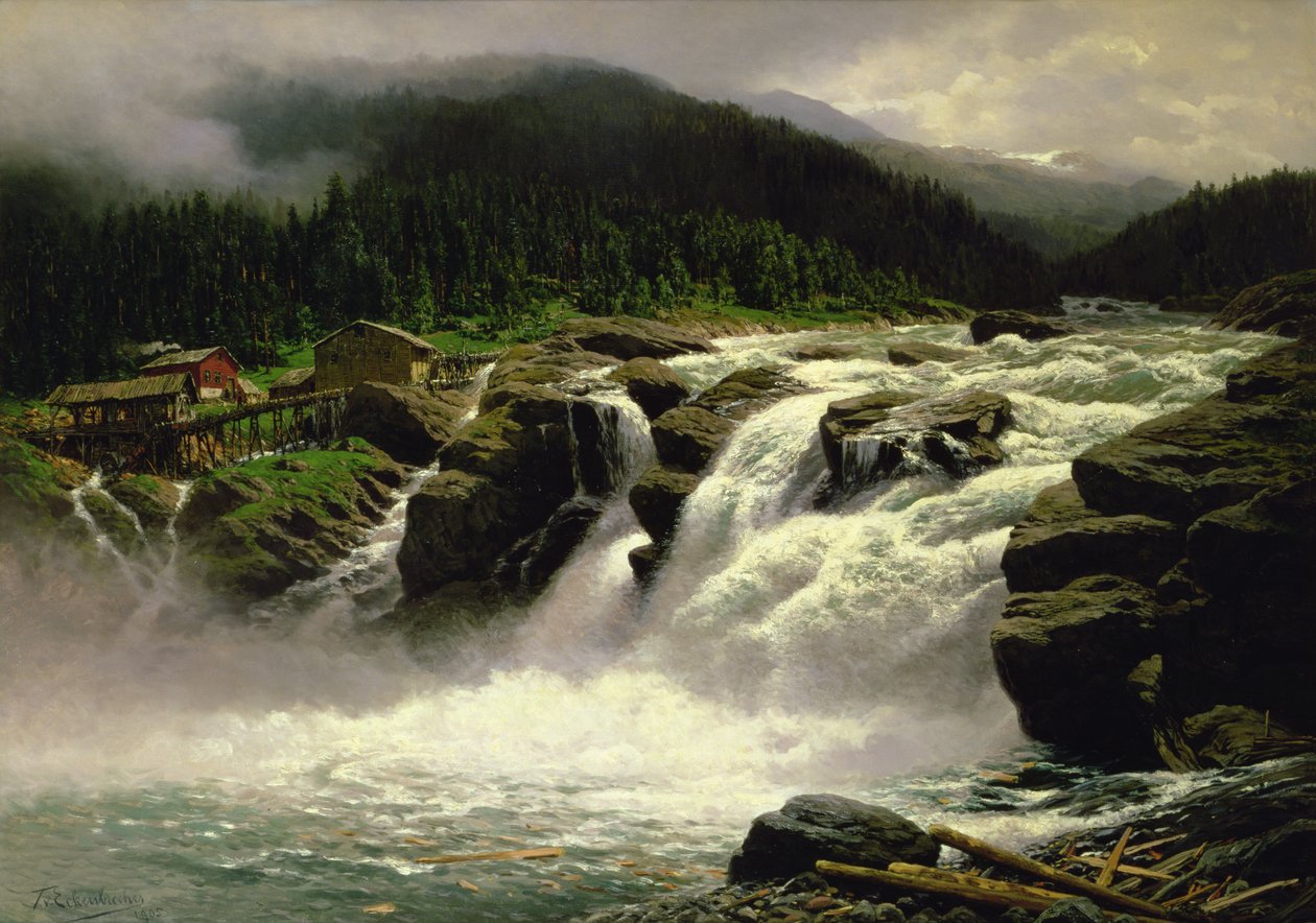 挪威瀑布，位于瓦尔德斯洛弗，1905年 作者 来自Eckenbrecher的Karl Paul Themistocles