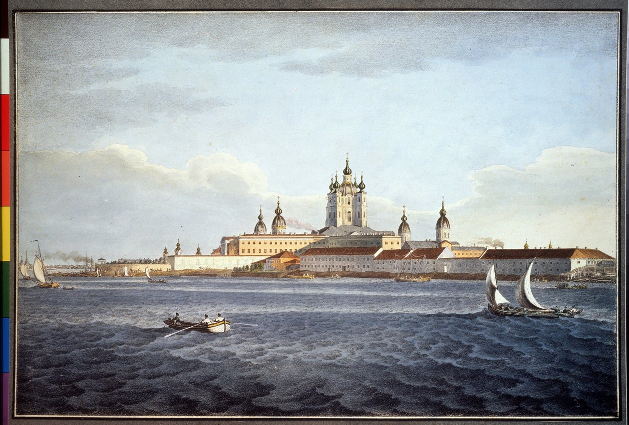 Le couvent Smolny, a Saint Petersbourg（圣彼得堡的斯莫尔尼修道院）。Dessin de Karl Petrovich Beggrov (1799-1875)。纸上水彩画 作者 卡尔·帕夫洛维奇·贝格罗夫