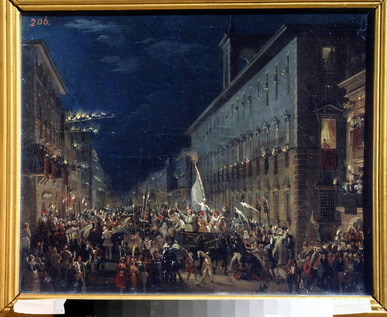 罗马（意大利）的政治宣言》（Manifestation politique a Rome (Italie)）--卡尔-帕夫洛维奇-布留尔洛夫（Karl Pavlovich Briullov）（1799-1852 年）的画作--布面油画，37 x 46 厘米 作者 卡尔·巴甫洛维奇·布留洛夫