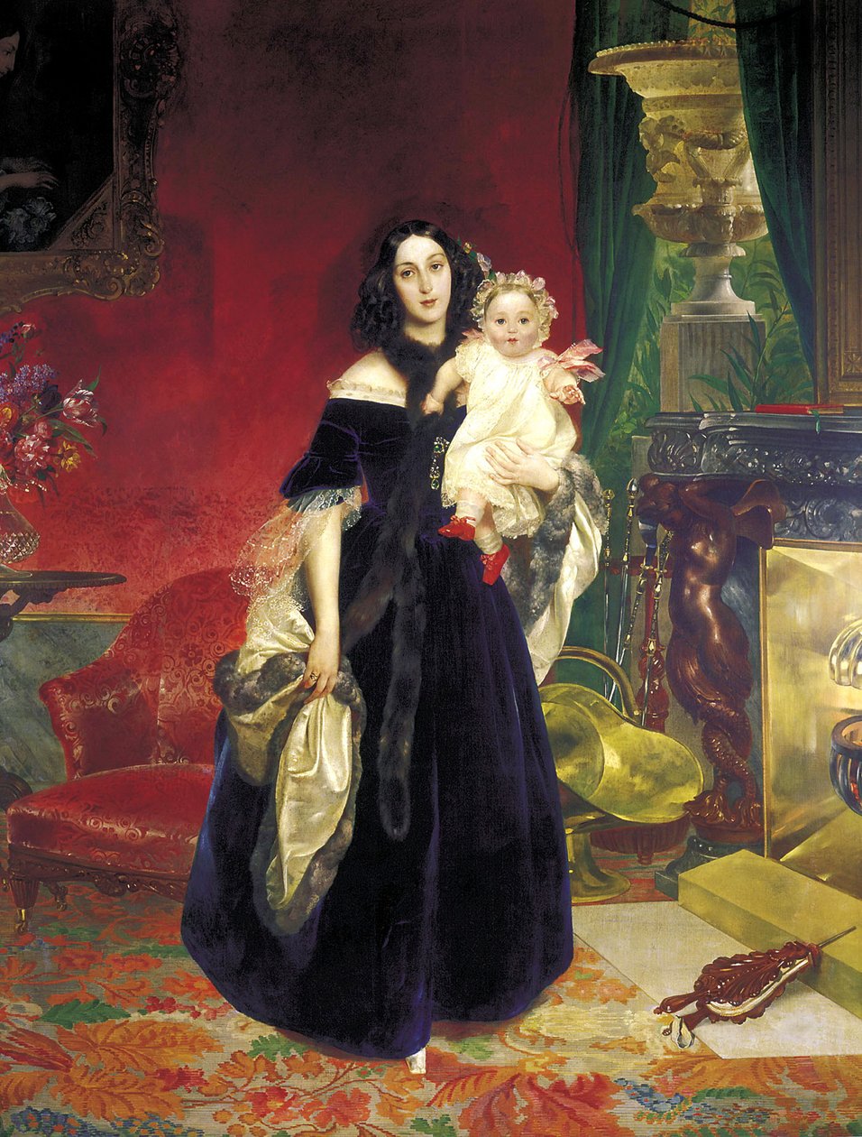 玛丽亚-阿卡迪耶夫娜-斯托里皮娜-贝克1819-1889与她的女儿，1840年。   作者 卡尔·巴甫洛维奇·布留洛夫