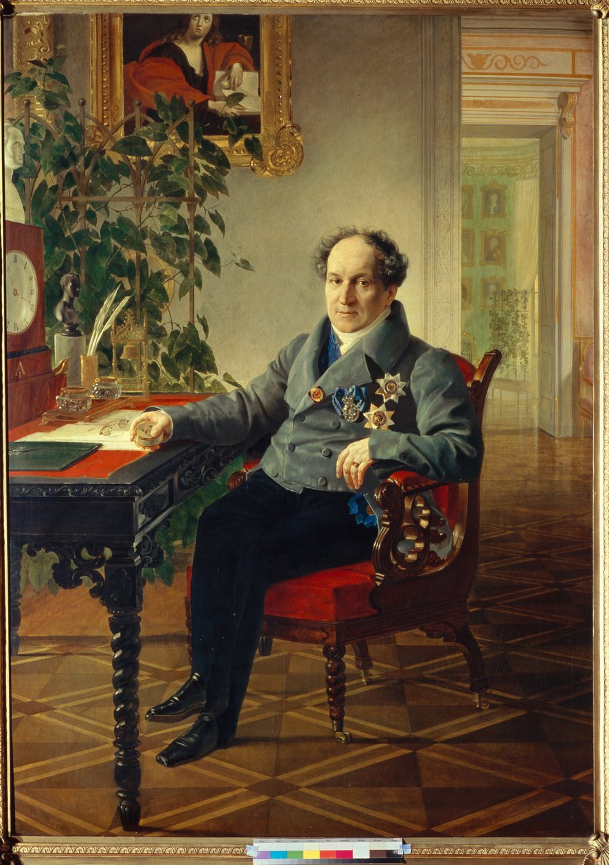 亚历山大·尼古拉耶维奇·戈利岑王子肖像 (1773-1844) (亚历山大·尼古拉耶维奇·戈利岑王子肖像 (1773-1844) - 卡尔·布留洛夫 (Brioullov) 绘画 (1799-1852) 作者 卡尔·巴甫洛维奇·布留洛夫