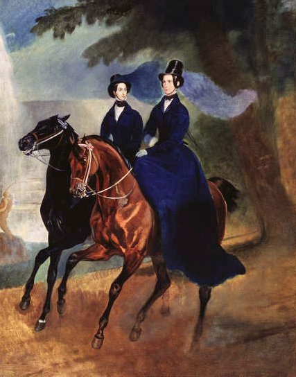 女皇亚历山德拉Fyodorovna与她的女儿，1837年的肖像 作者 卡尔·巴甫洛维奇·布留洛夫