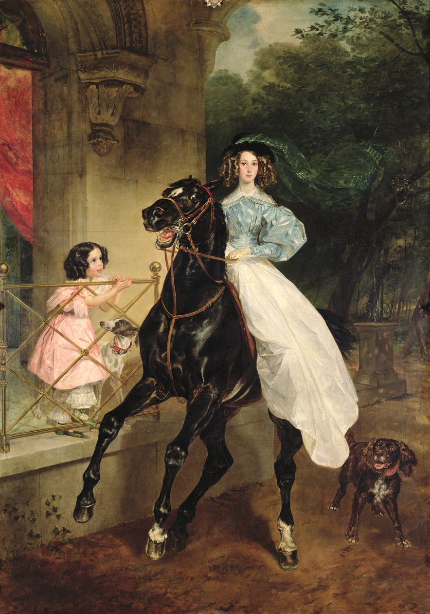 女骑士，Giovanina和Amacilia Paccini的肖像，1832年伯爵夫人Samoilova的病房 作者 卡尔·巴甫洛维奇·布留洛夫