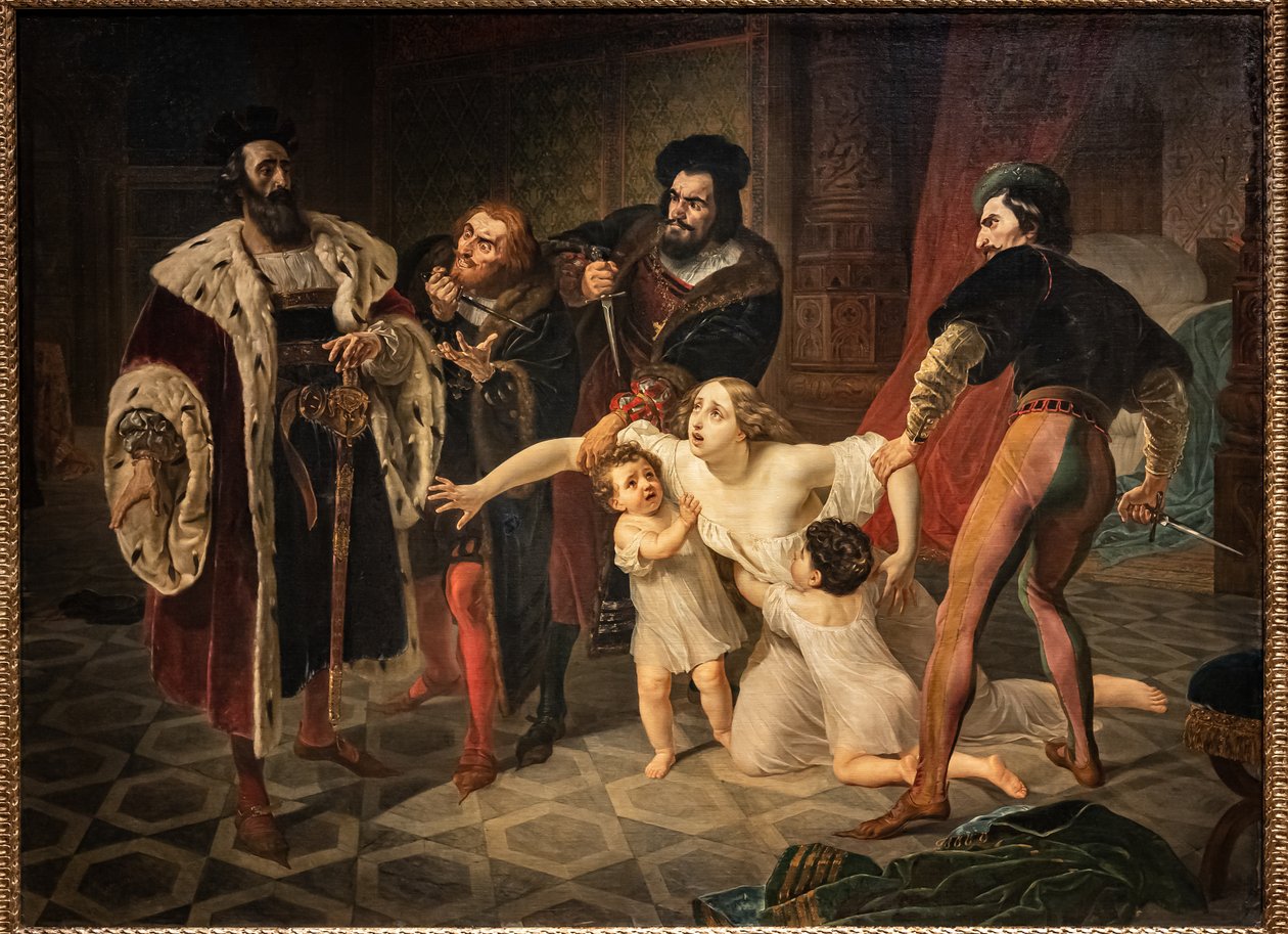 伊内斯·迪卡斯特罗的牺牲（伊内斯·迪卡斯特罗之死）（布面油画） 作者 卡尔·巴甫洛维奇·布留洛夫