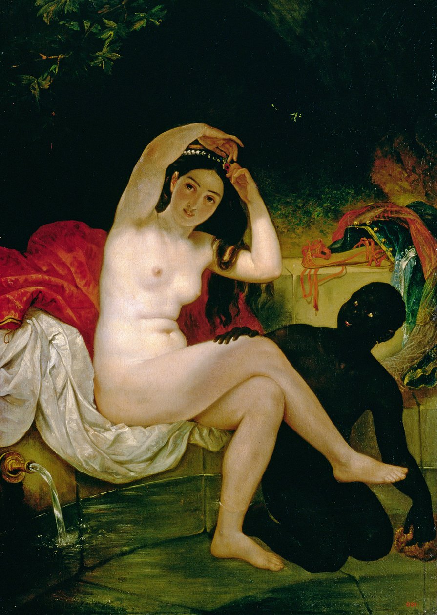 维尔萨维亚，或带着黑人奴隶的浴女（布面油画） 作者 卡尔·巴甫洛维奇·布留洛夫