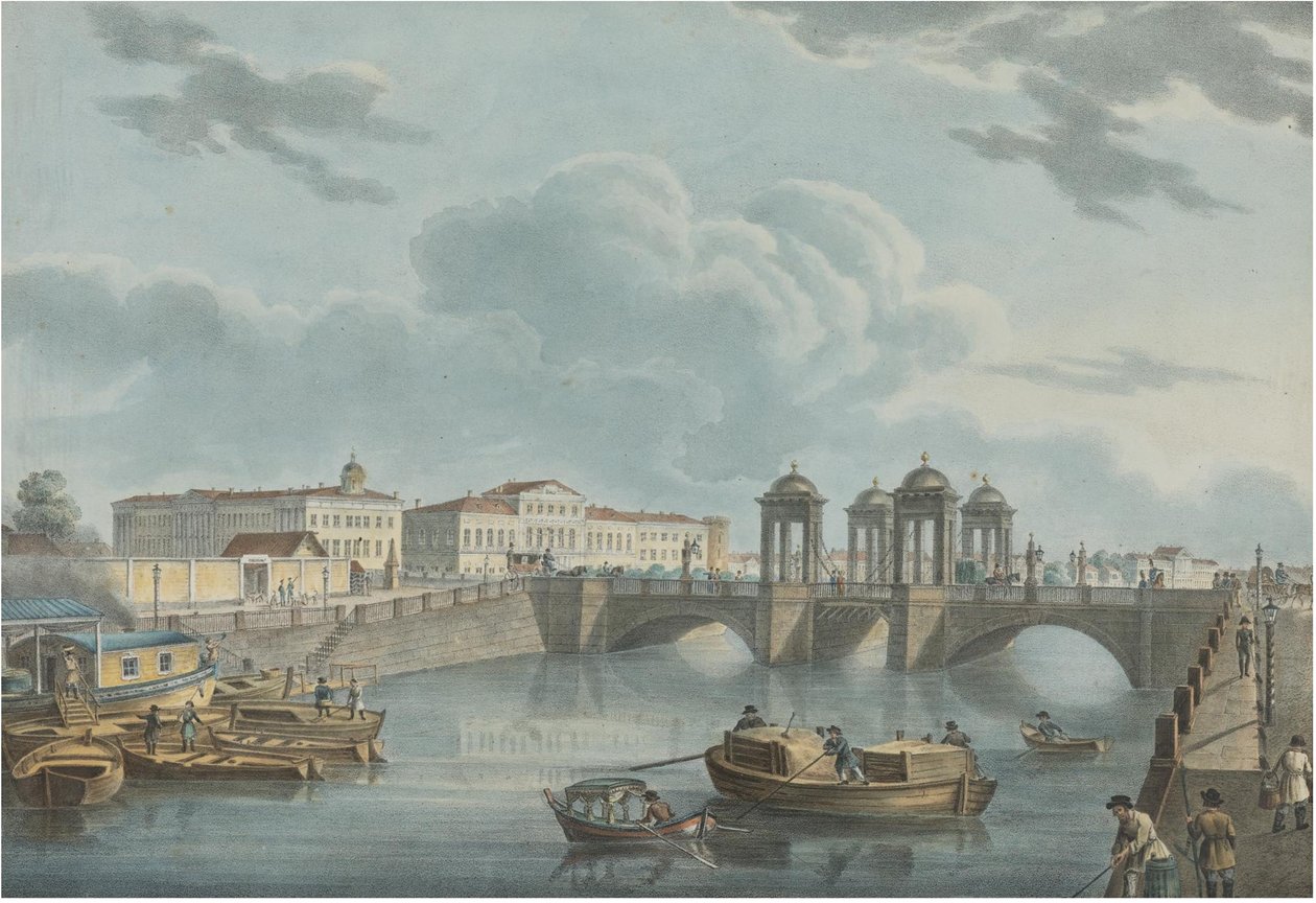 丰坦卡（Obhohov）大桥的景观，1823年 作者 卡尔·彼得罗维奇·贝格罗夫
