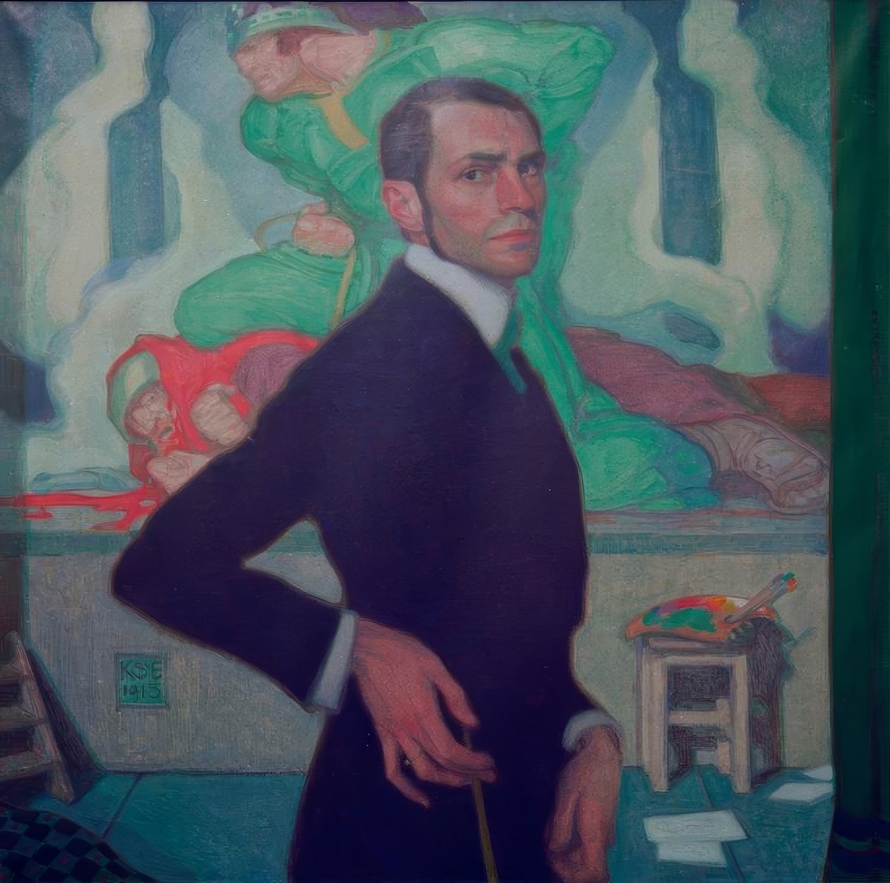 Selbstbildnis gegen Nibelungen-Zyklus 作者 来自艾森威尔斯的Karl Schmoll