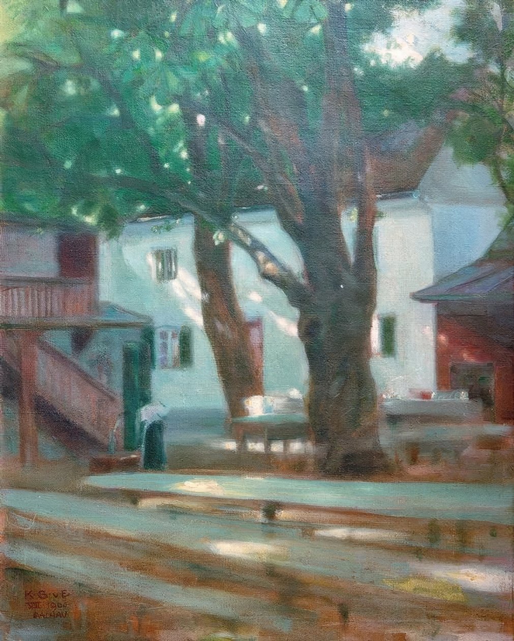 Sonnenlichter (Biergarten in Dachau) 作者 来自艾森威尔斯的Karl Schmoll