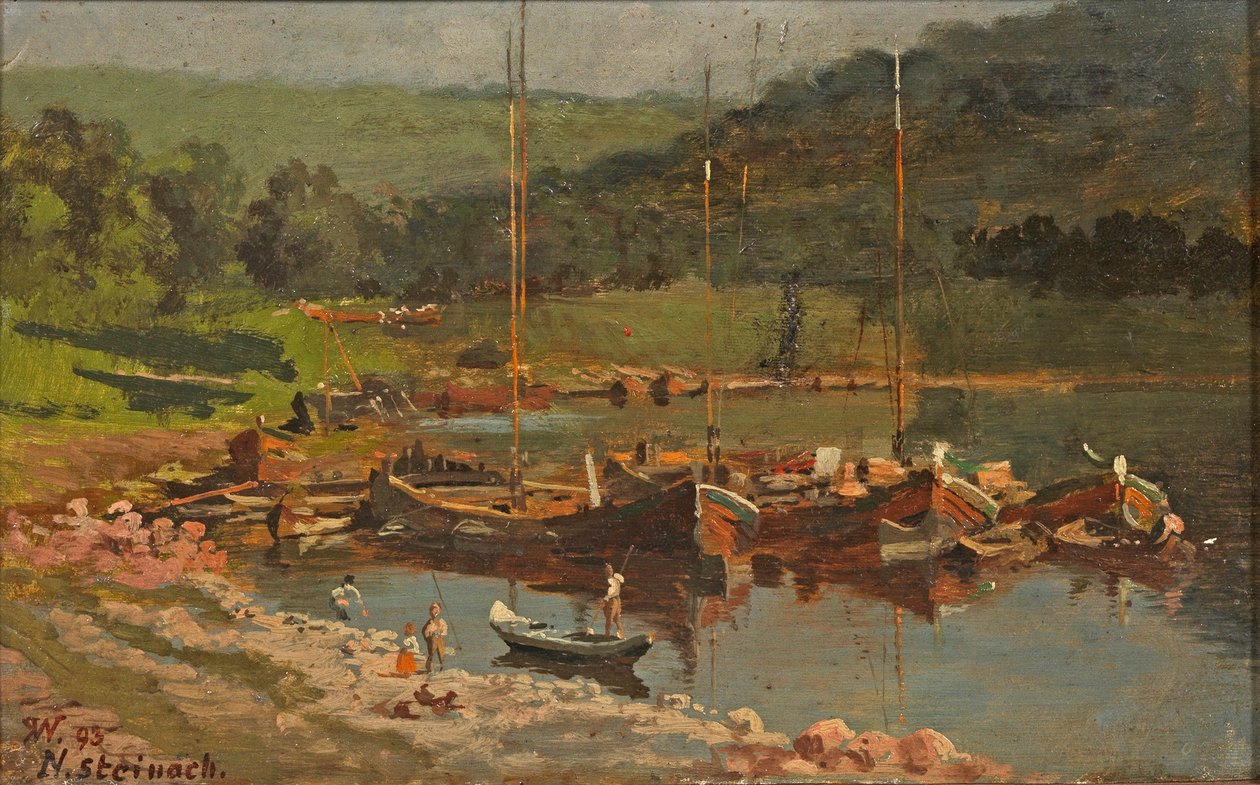 卡尔-魏塞尔 - 内卡施泰因阿赫的船只，1893 年 作者 卡尔·威瑟
