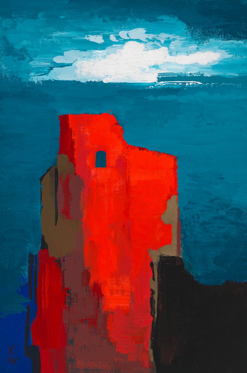 城堡遗址，约 1943 年（纸上水粉画） 作者 卡尔·维纳