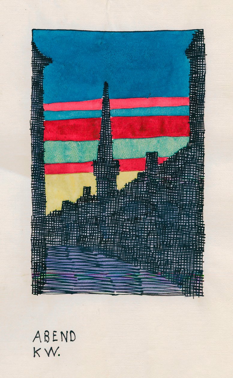 晚上，c.1921（水彩画） 作者 卡尔·维纳