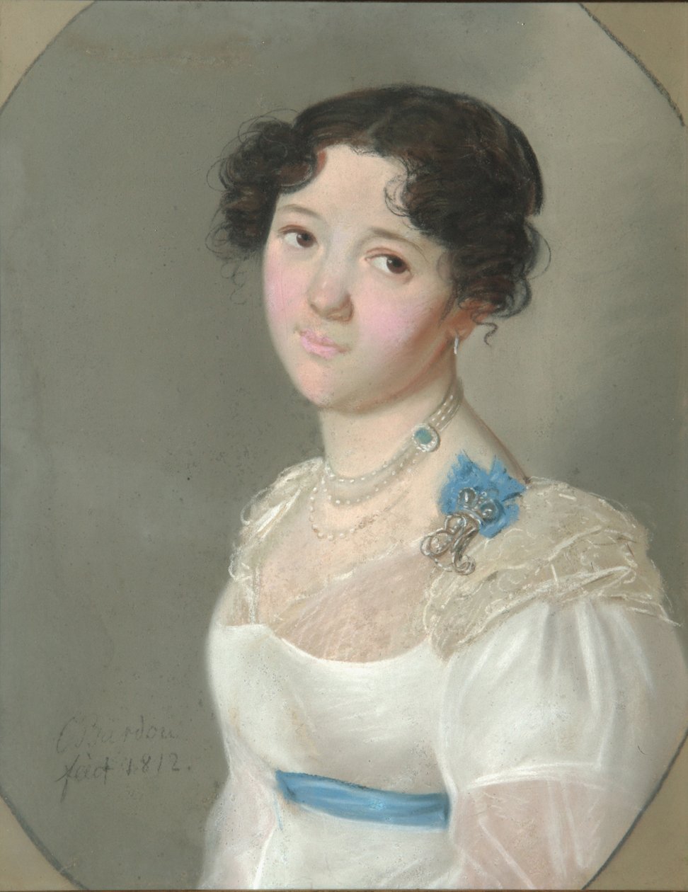 伯爵夫人Agrafena Yuryevna Obolenskaya的肖像1789-1829，neleinskaya-Meletskaya，1812 作者 卡尔·威廉·巴杜