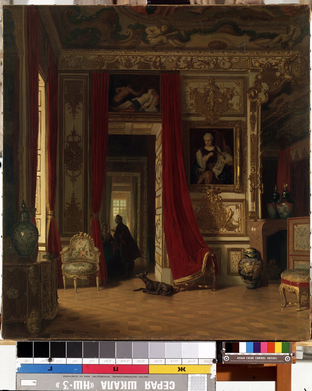 室内（室内）。卡尔-齐默尔曼（Karl Zimmermann，1796-1820 年）的绘画作品。纸面油画，83 x 77 厘米。19 世纪的荷兰艺术。国家 M.K. Ciurlionis 艺术博物馆，考纳斯（立陶宛）。 作者 卡尔齐默尔曼