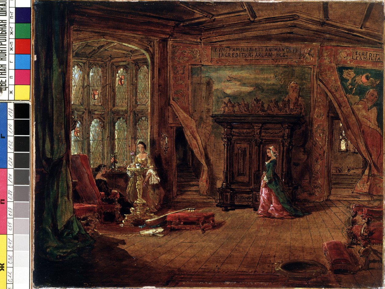 室内场景。 卡尔·齐默尔曼（Karl Zimmermann，1796-1820）的绘画。 布面油画，37.7 x 56 厘米。 19世纪德国艺术。 M.K. Ciurlionis 国家艺术博物馆，考纳斯（立陶宛）。 作者 卡尔齐默尔曼
