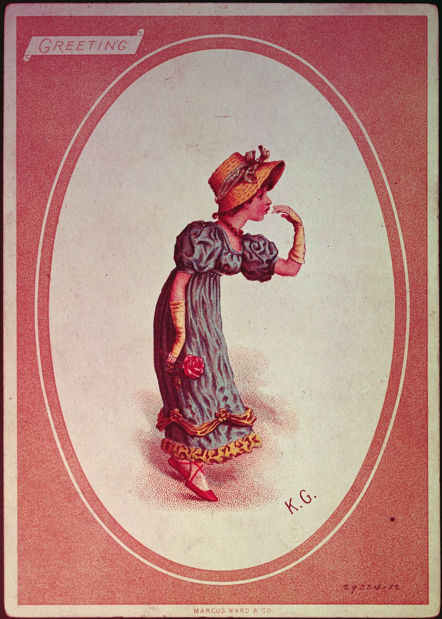 女孩戴着稻草帽（问候卡） 作者 凯特·格林威（Kate Greenaway）