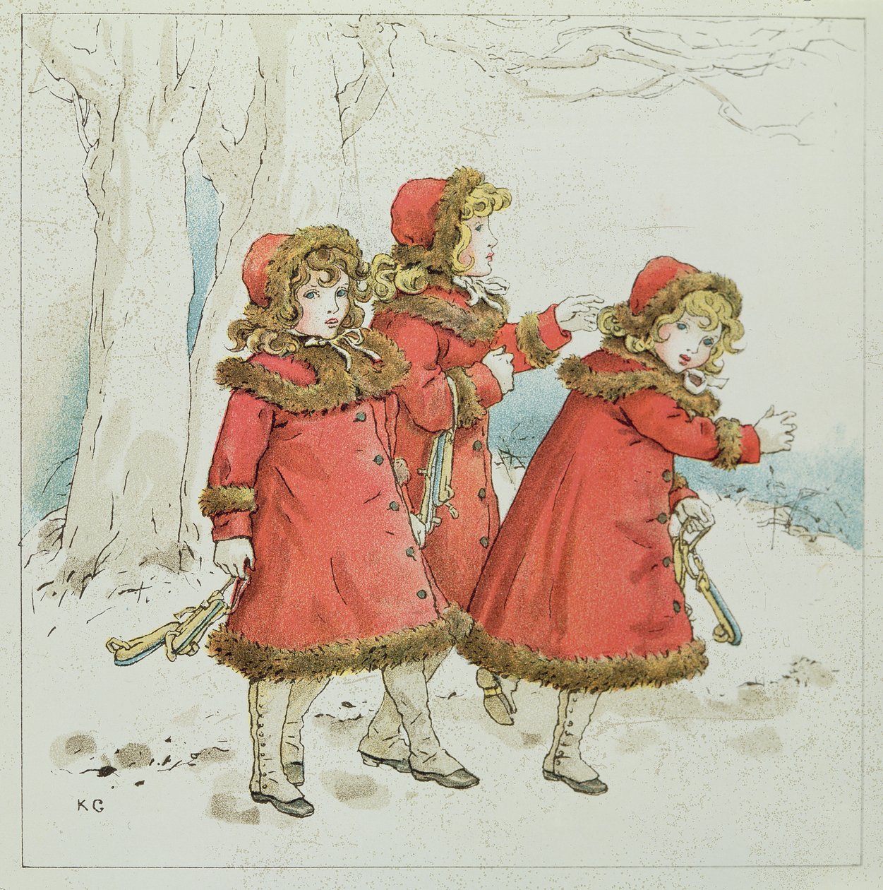 1900年4月Baby&39;s Tunes of Tunes的&39;Winter&39; 作者 凯特·格林威（Kate Greenaway）