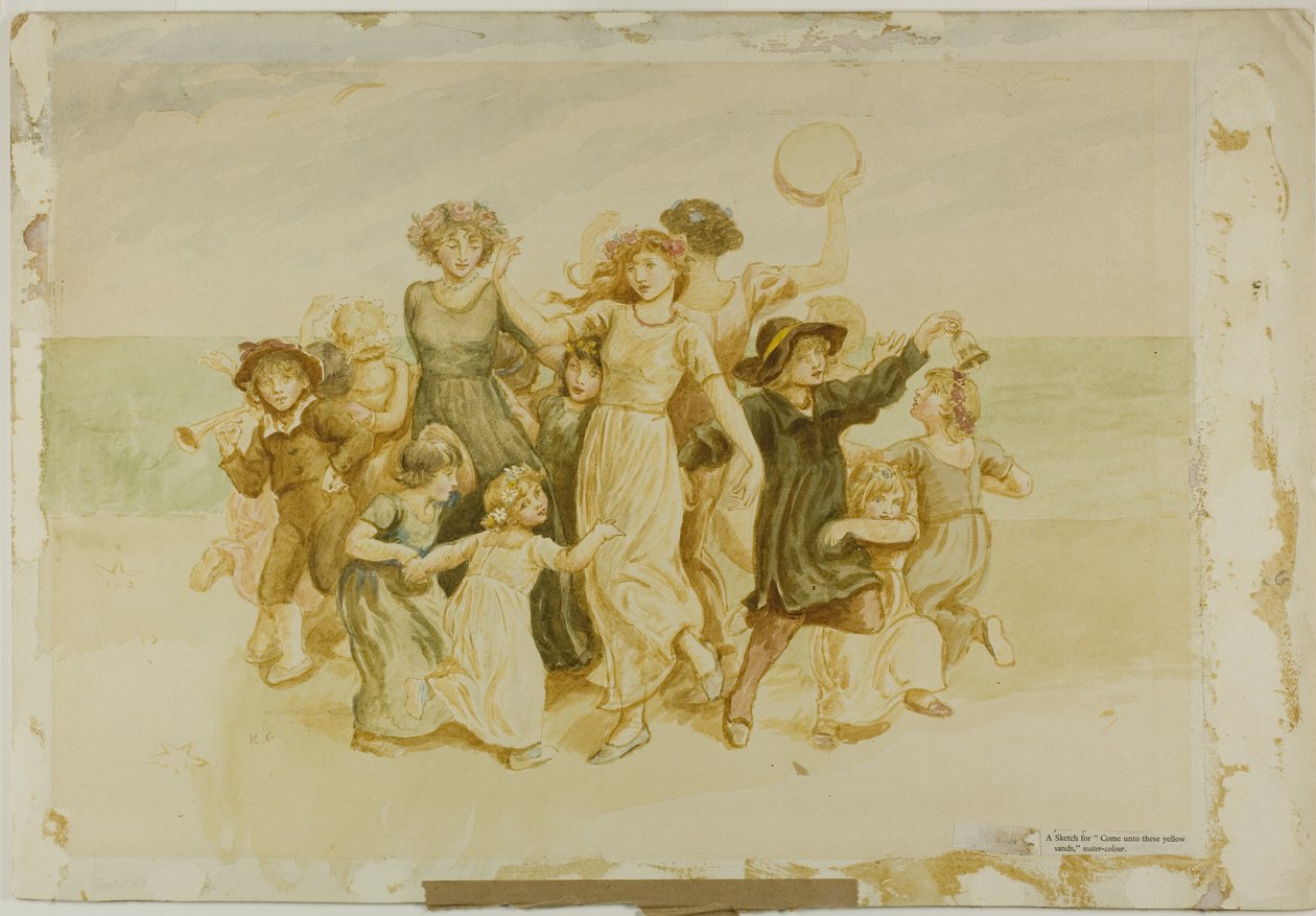 海滩上玩耍的孩子们 作者 凯特·格林威（Kate Greenaway）