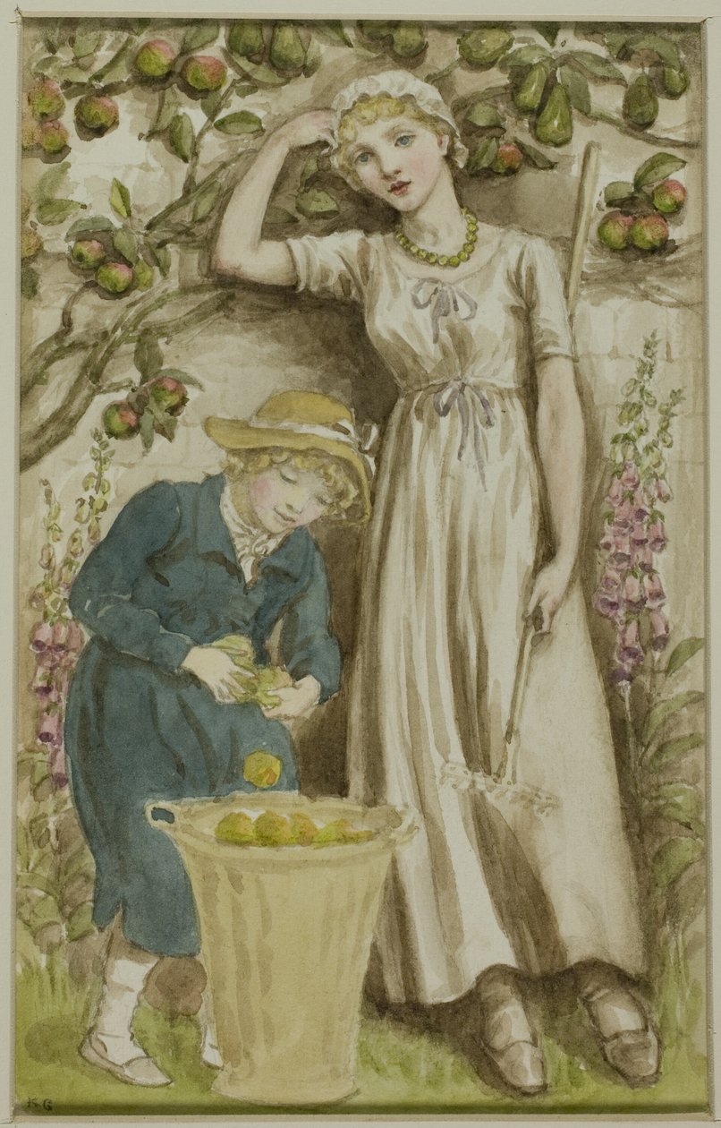 摘苹果的男孩和女孩 作者 凯特·格林威（Kate Greenaway）
