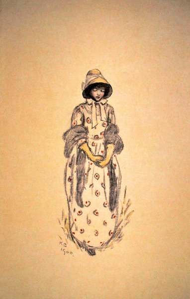 戴捅头帽和披肩的女孩 作者 凯特·格林威（Kate Greenaway）