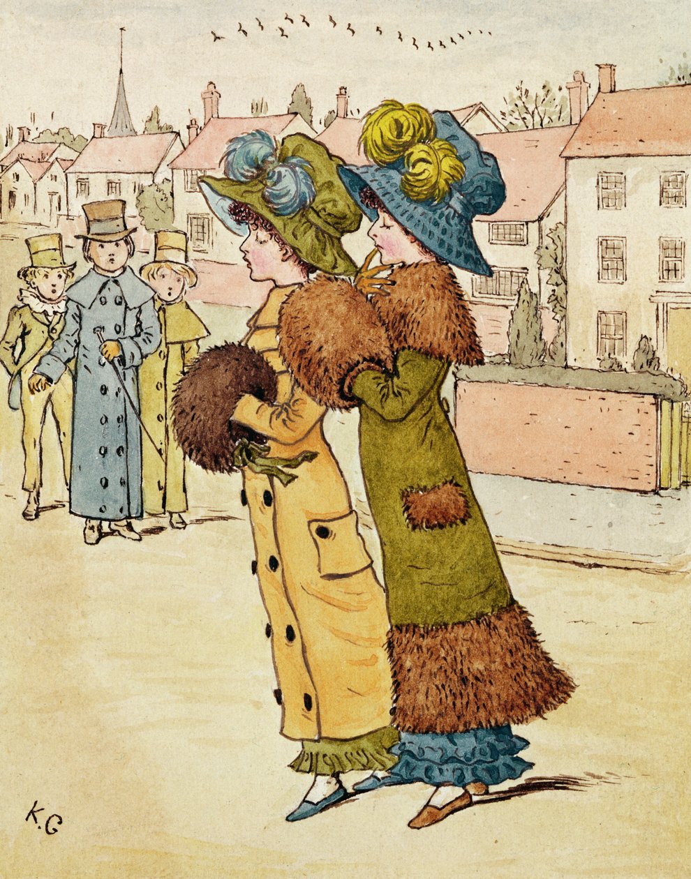 出去散步，19世纪 作者 凯特·格林威（Kate Greenaway）
