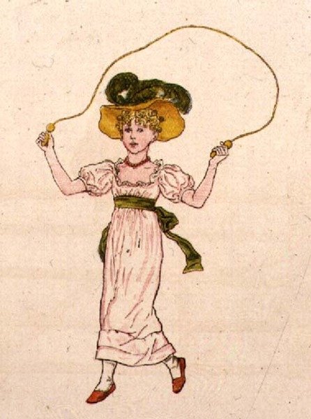 跳跃，摘自《儿童生活的一天》。 作者 凯特·格林威（Kate Greenaway）