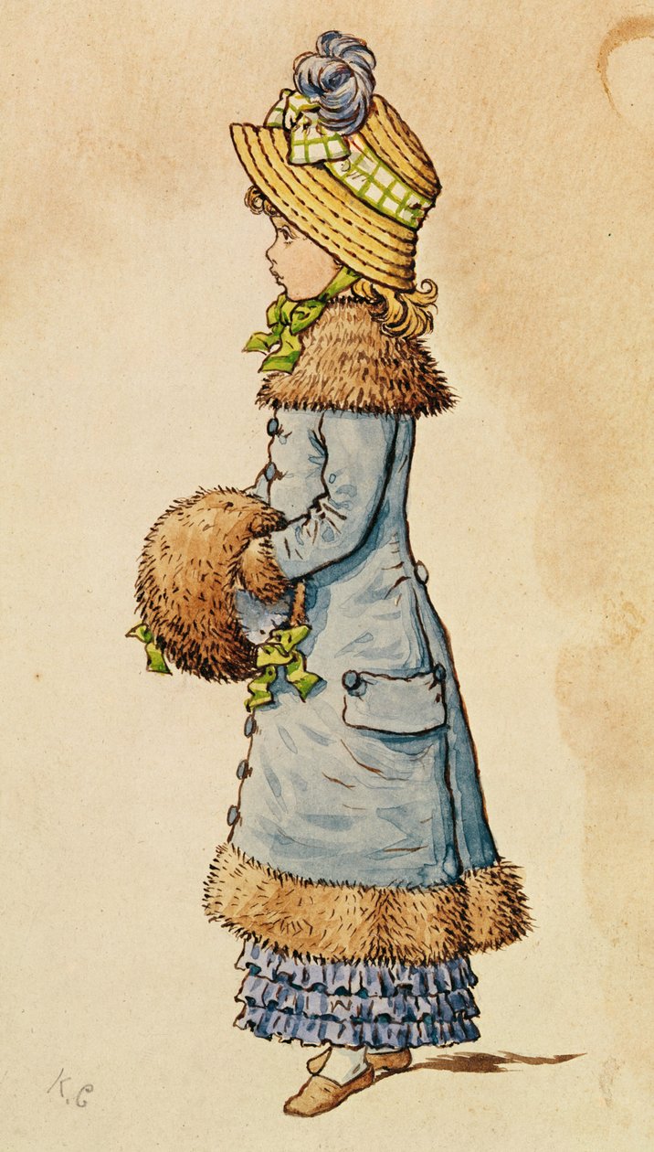 周日最佳 - 穿着蓝色衣服的年轻女孩 作者 凯特·格林威（Kate Greenaway）