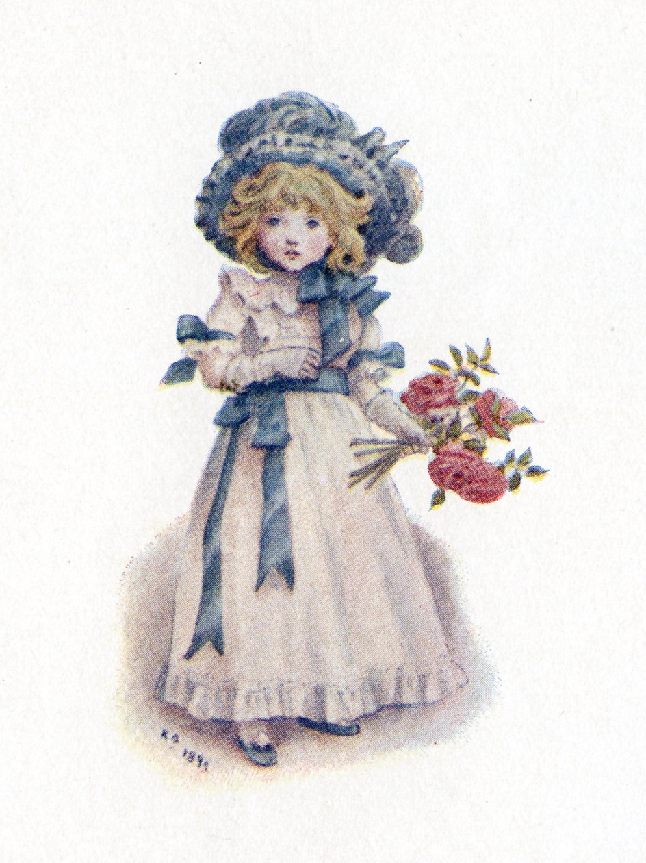 凯特-格林纳威的《欣赏玫瑰花》。 作者 凯特·格林威（Kate Greenaway）