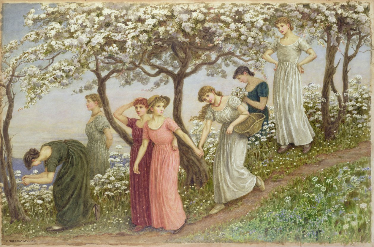通过白花，1891年（wc） 作者 凯特·格林威（Kate Greenaway）