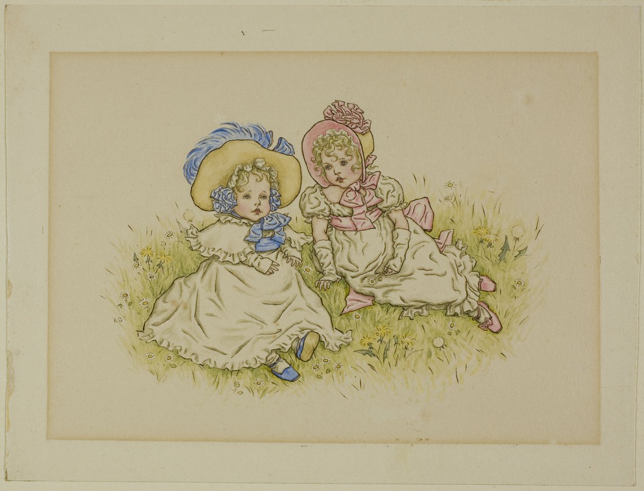 两个戴头巾的小女孩 作者 凯特·格林威（Kate Greenaway）