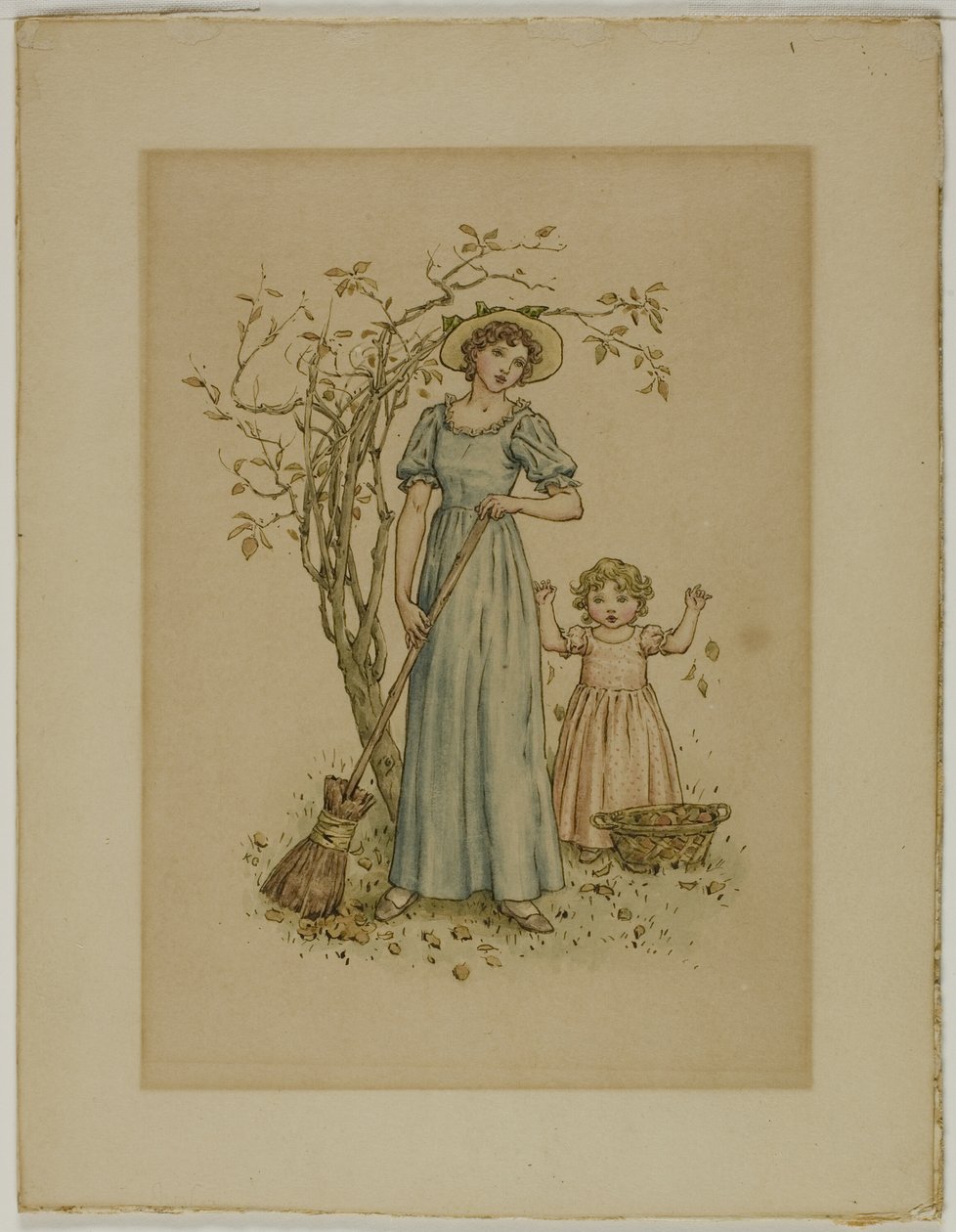 拿扫帚的妇女和小女孩 作者 凯特·格林威（Kate Greenaway）
