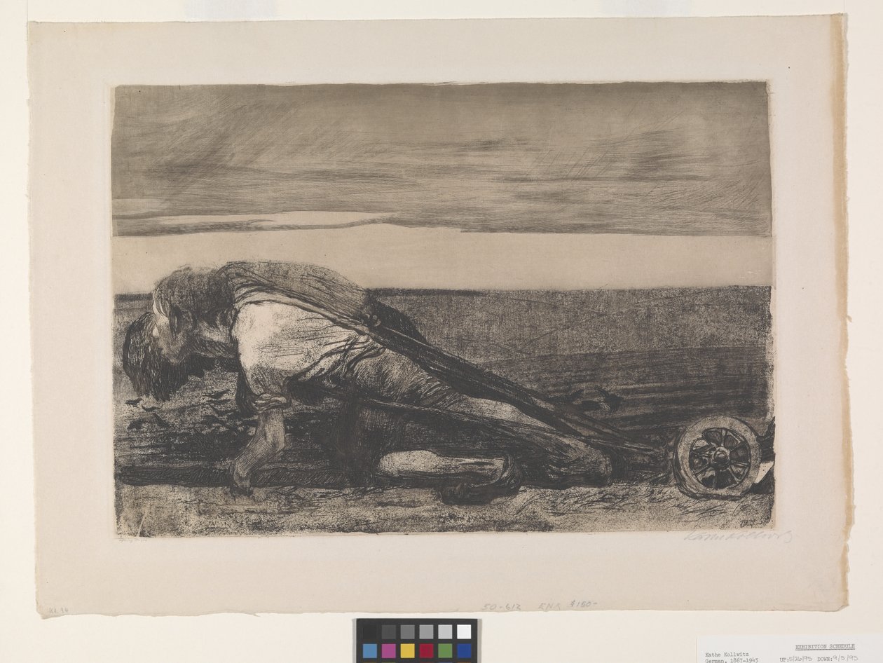 Die Pflüger（《犁耕者》）（胶版画上的蚀刻和水印版画） 作者 凯特·珂勒惠支