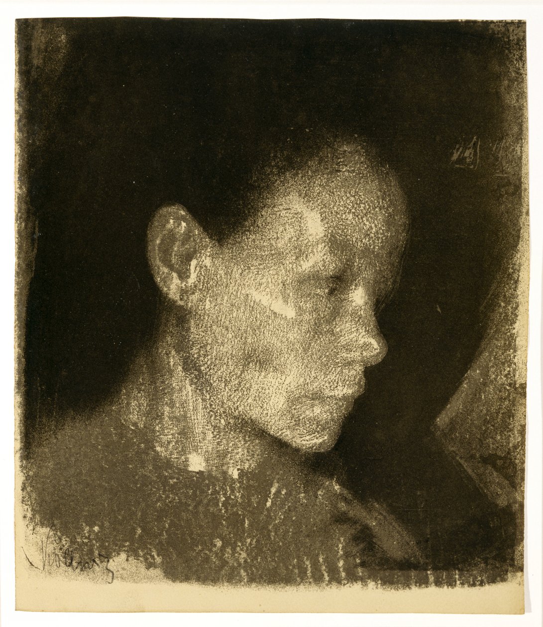 1905年三季度职业女性负责人向右转，（棕褐色纸上） 作者 凯特·珂勒惠支