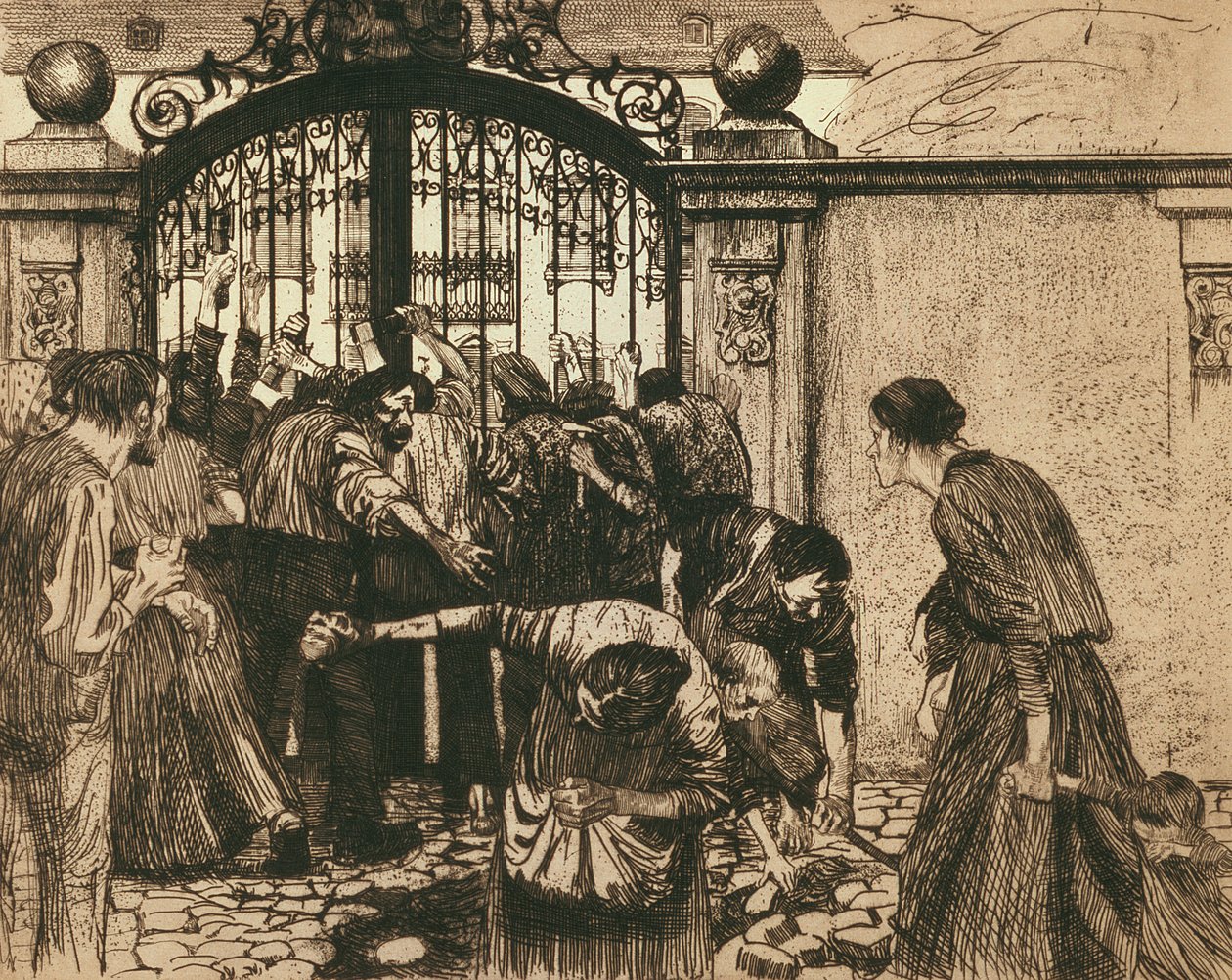 起义（由公园的大门），1897年 作者 凯特·珂勒惠支