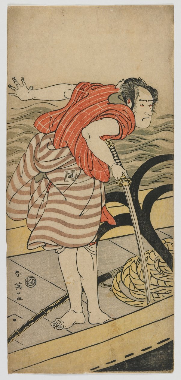 演员Ichikawa Komazo III，江户时代，c.1791（彩色木版画） 作者 胜川顺蛋