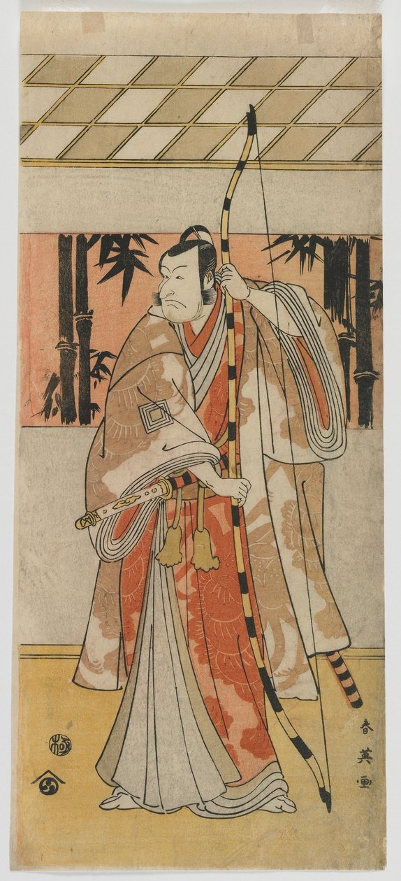 演员Sawamura Sojuro III，江户时代，1790年代中期（彩色木版画） 作者 胜川顺蛋
