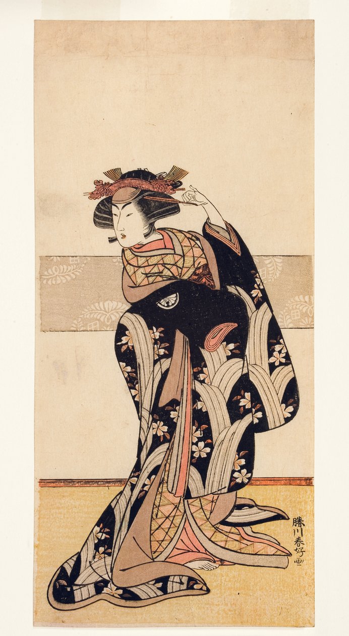 演员Segawa Kikunojo III扮演女性角色，1774-76（木刻） 作者 胜川俊子
