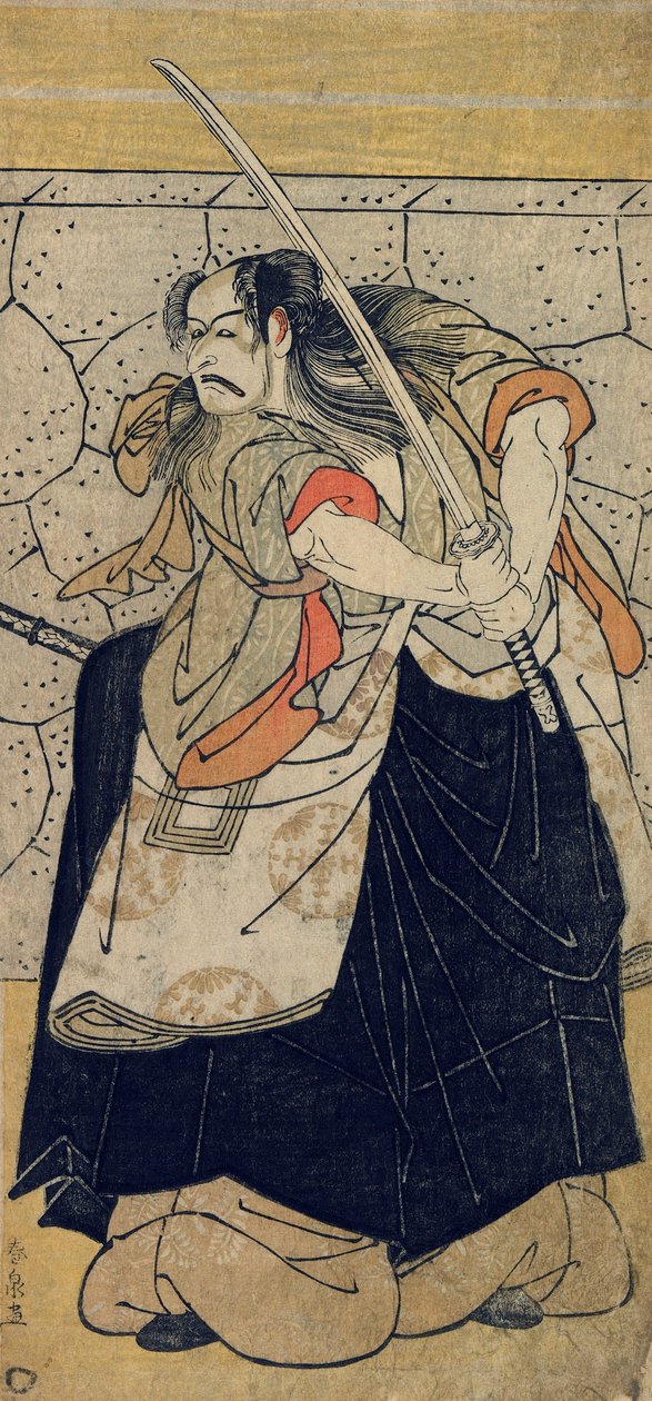 歌舞伎演员Ichikawa Danjuro V作为Tametomo，江户时代，1786年（彩色木版画） 作者 胜川顺森